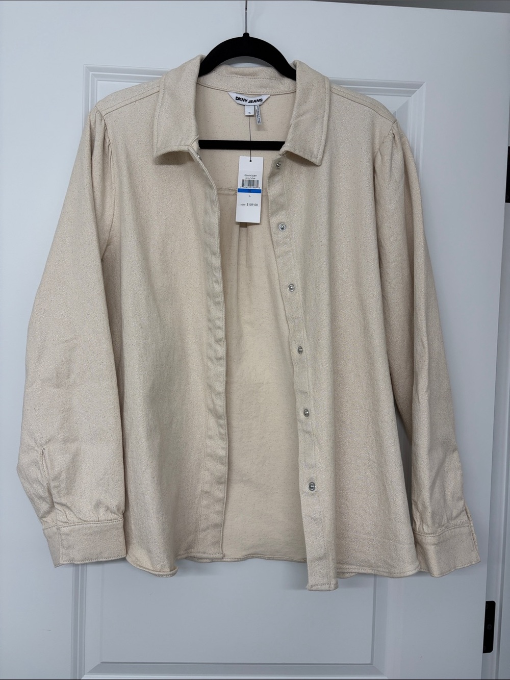 DKNY Ecru Snap-Front Shirt Jacket
